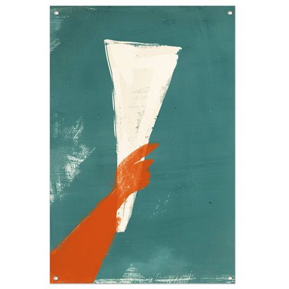 Abstract Rode Hand met Papier tuinposter