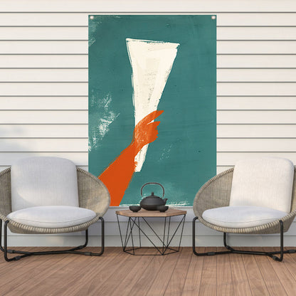 Abstract Rode Hand met Papier tuinposter