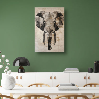 Sepia Geometrische Olifant Kunstwerk canvas