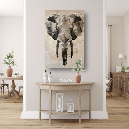 Sepia Geometrische Olifant Kunstwerk canvas