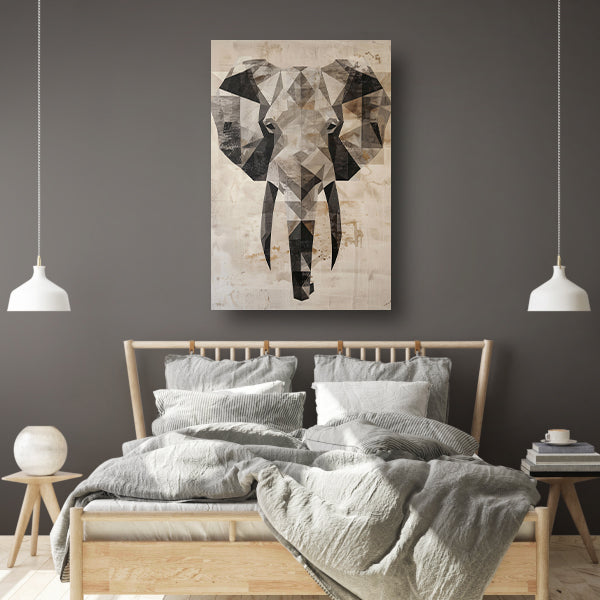 Sepia Geometrische Olifant Kunstwerk canvas