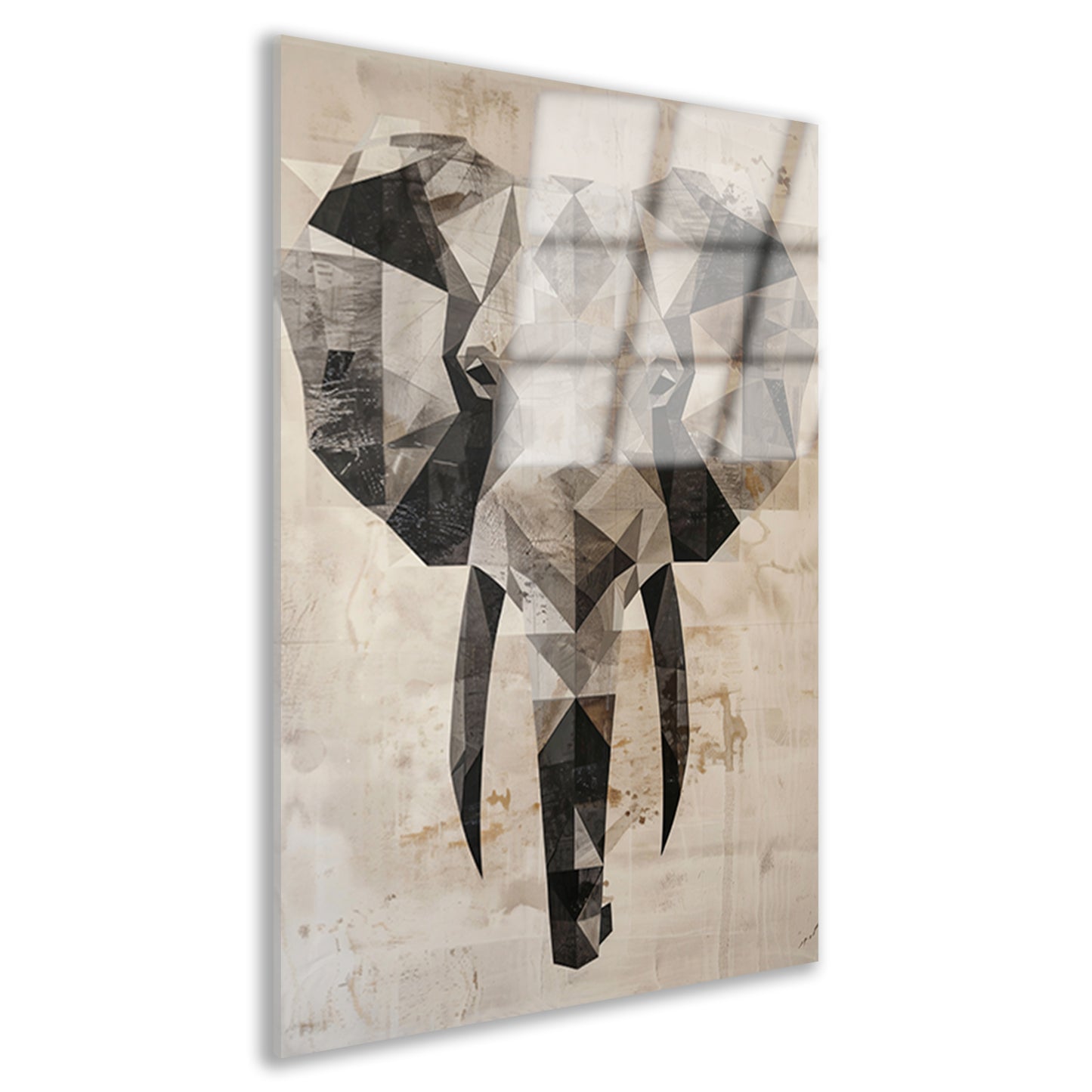 Sepia Geometrische Olifant Kunstwerk acrylglas
