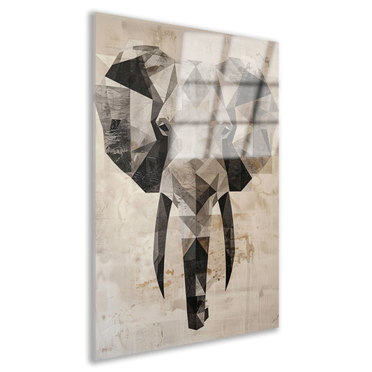 Sepia Geometrische Olifant Kunstwerk acrylglas