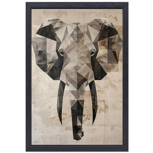 Sepia Geometrische Olifant Kunstwerk canvas met baklijst