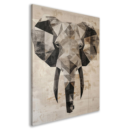 Sepia Geometrische Olifant Kunstwerk canvas