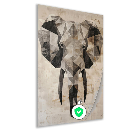 Sepia Geometrische Olifant Kunstwerk poster