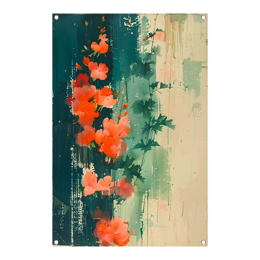 Abstracte expressie van levendige bloemen in natuur tuinposter