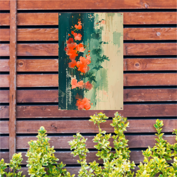 Abstracte expressie van levendige bloemen in natuur tuinposter