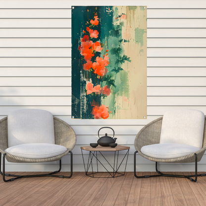 Abstracte expressie van levendige bloemen in natuur tuinposter