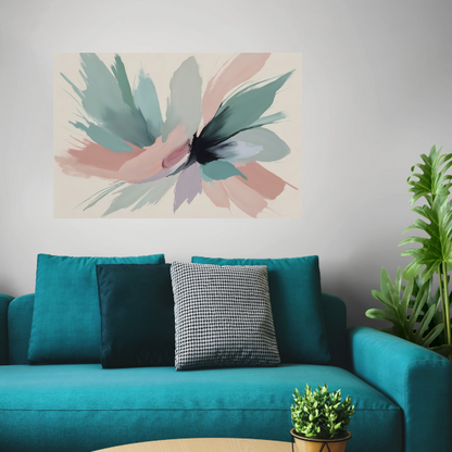 Dynamische Pasteltinten in Abstracte Harmonie canvas met baklijst