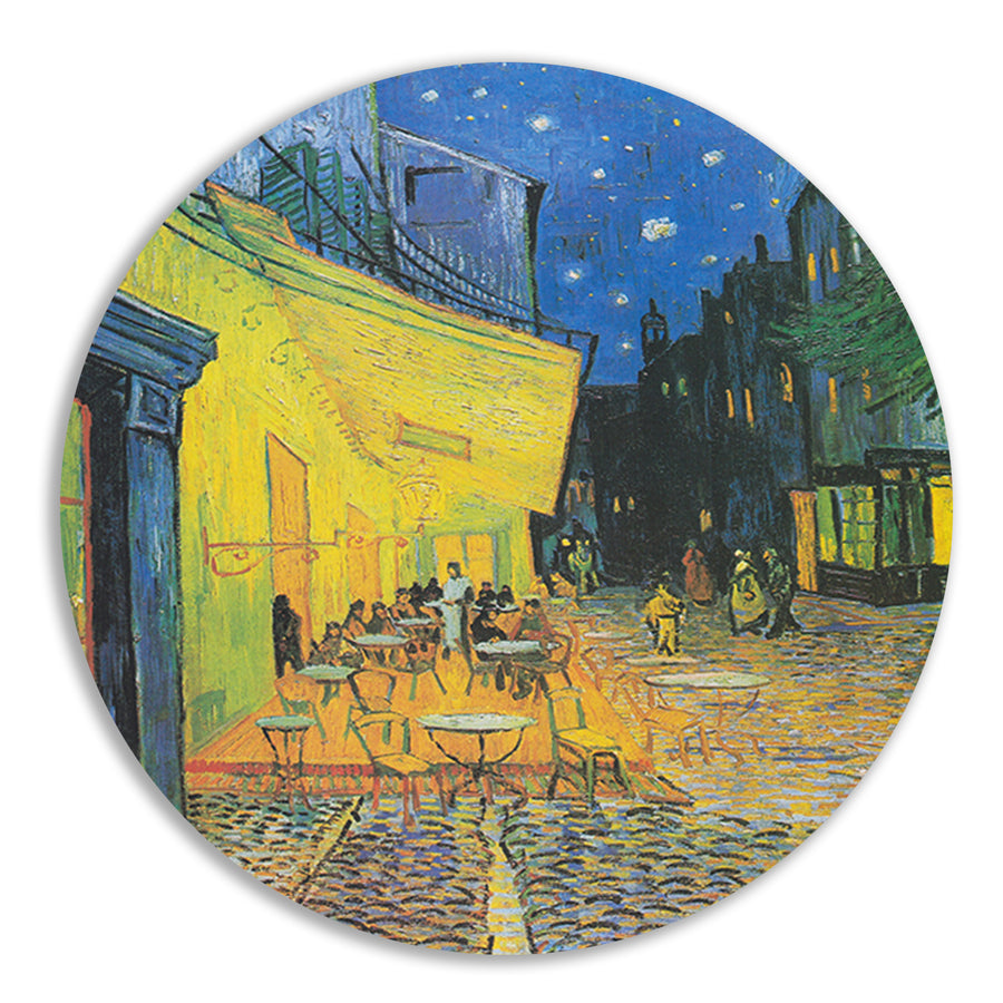 Caféterras bij nacht - Vincent van Gogh aluminium muurcirkel