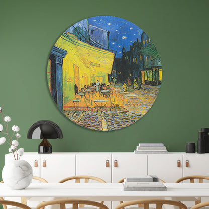 Caféterras bij nacht - Vincent van Gogh forex muurcirkel