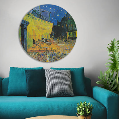 Caféterras bij nacht - Vincent van Gogh forex muurcirkel