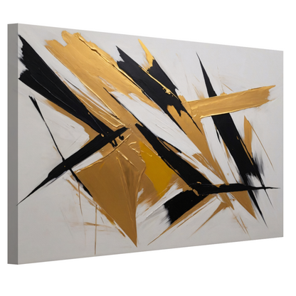 Dynamische Abstractie in Goud en Zwart canvas