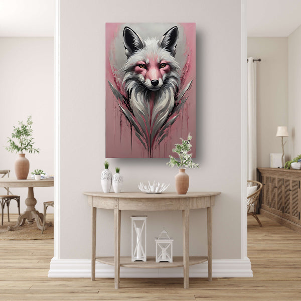 Abstracte vos in roze en zilver poster