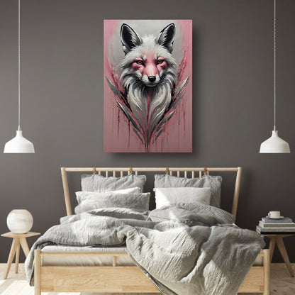 Abstracte vos in roze en zilver poster