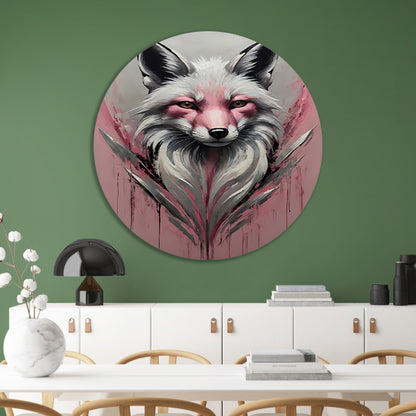 Abstracte vos in roze en zilver forex muurcirkel
