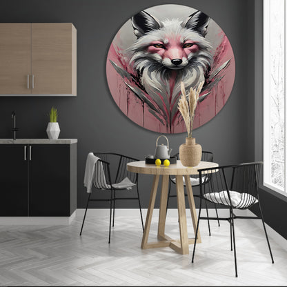 Abstracte vos in roze en zilver forex muurcirkel