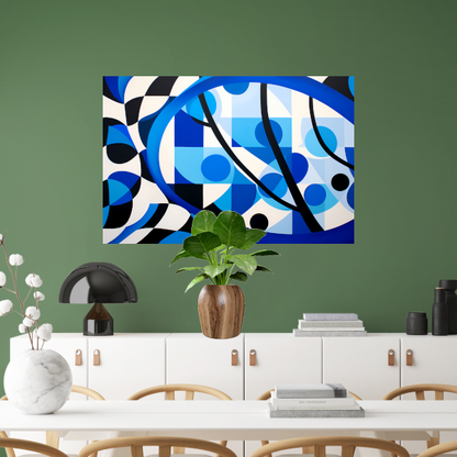 Abstract Spel van Blauw en Lijnen poster