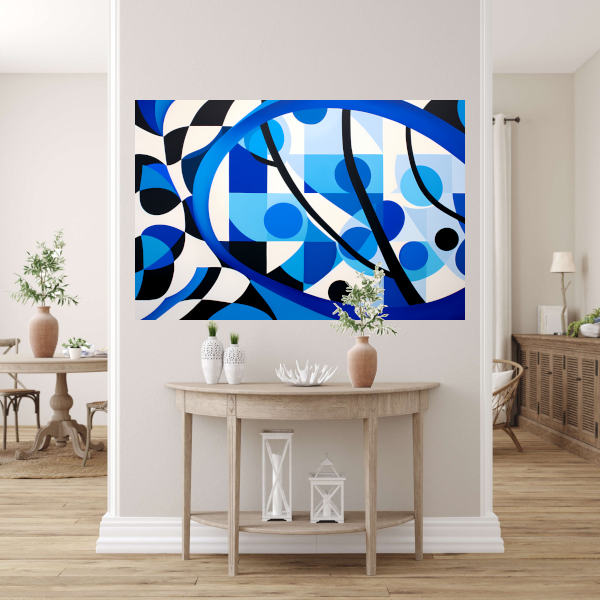 Abstract Spel van Blauw en Lijnen poster