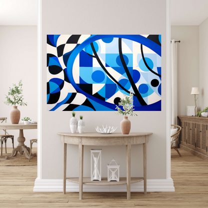 Abstract Spel van Blauw en Lijnen poster