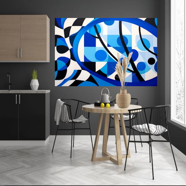 Abstract Spel van Blauw en Lijnen poster