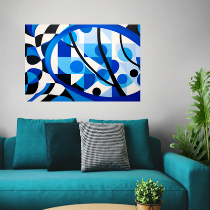 Abstract Spel van Blauw en Lijnen poster