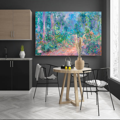 Betoverend schilderij van kleurrijk boslandschap acrylglas