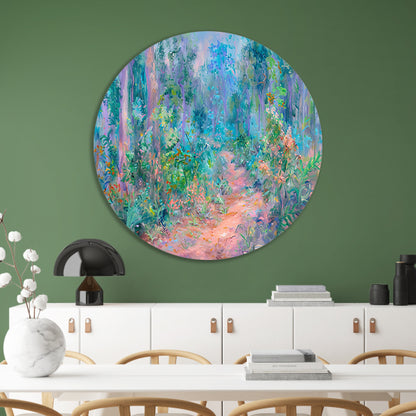 Betoverend schilderij van kleurrijk boslandschap forex muurcirkel