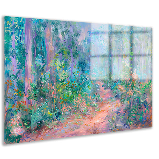 Betoverend schilderij van kleurrijk boslandschap acrylglas