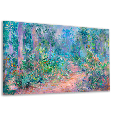 Betoverend schilderij van kleurrijk boslandschap canvas