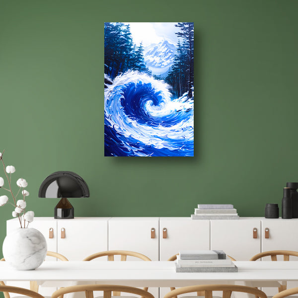 Dynamische Golf en Besneeuwde Bergen Kunstafdruk acrylglas