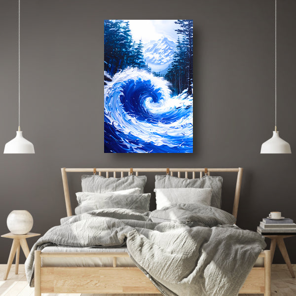 Dynamische Golf en Besneeuwde Bergen Kunstafdruk acrylglas
