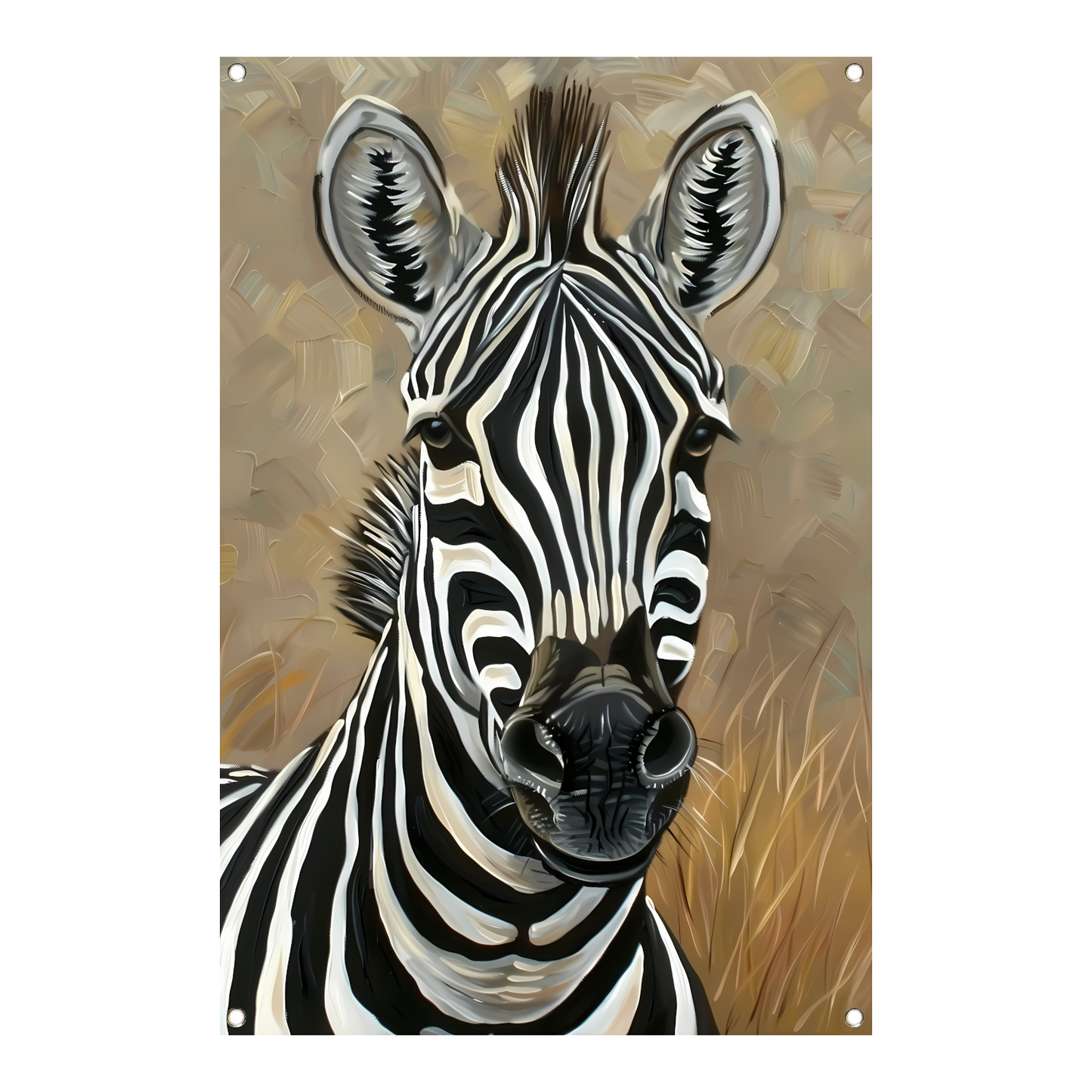 Gedetailleerd zebra schilderij in zwart-wit tuinposter