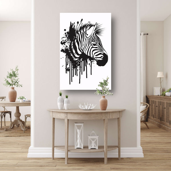 Abstracte zwart-wit zebra met spetters poster
