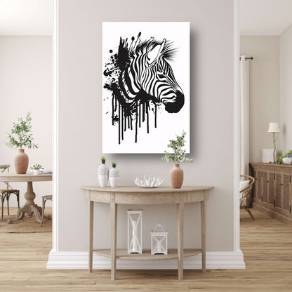 Abstracte zwart-wit zebra met spetters poster
