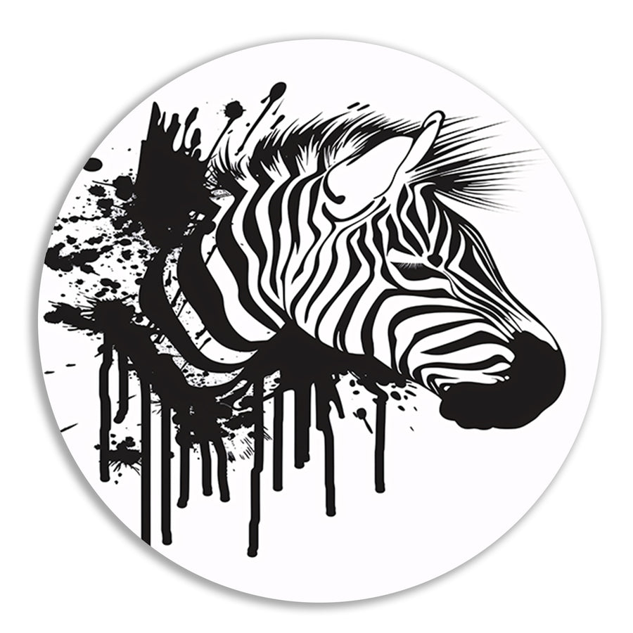 Abstracte zwart-wit zebra met spetters forex muurcirkel