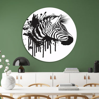 Abstracte zwart-wit zebra met spetters forex muurcirkel