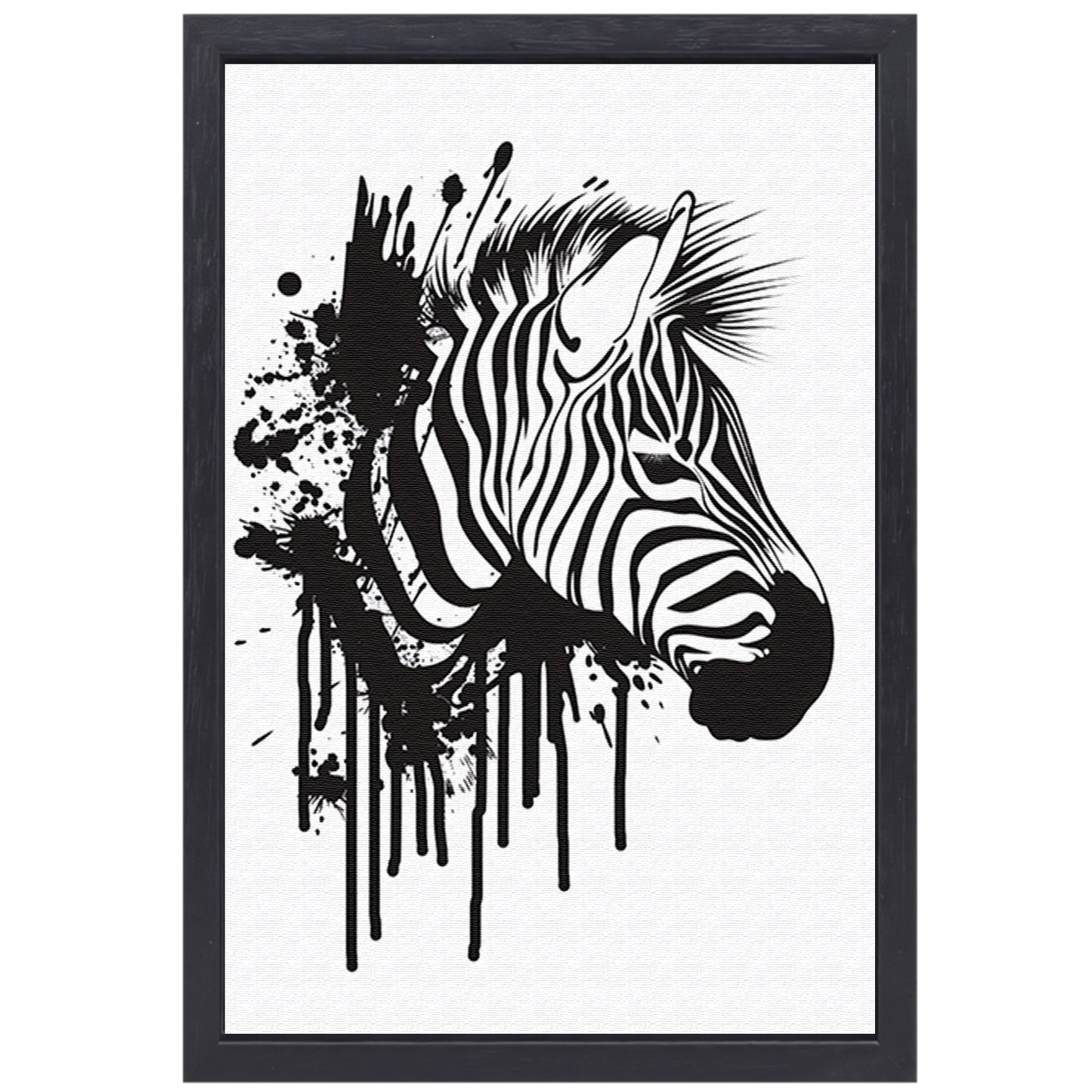 Abstracte zwart-wit zebra met spetters canvas met baklijst
