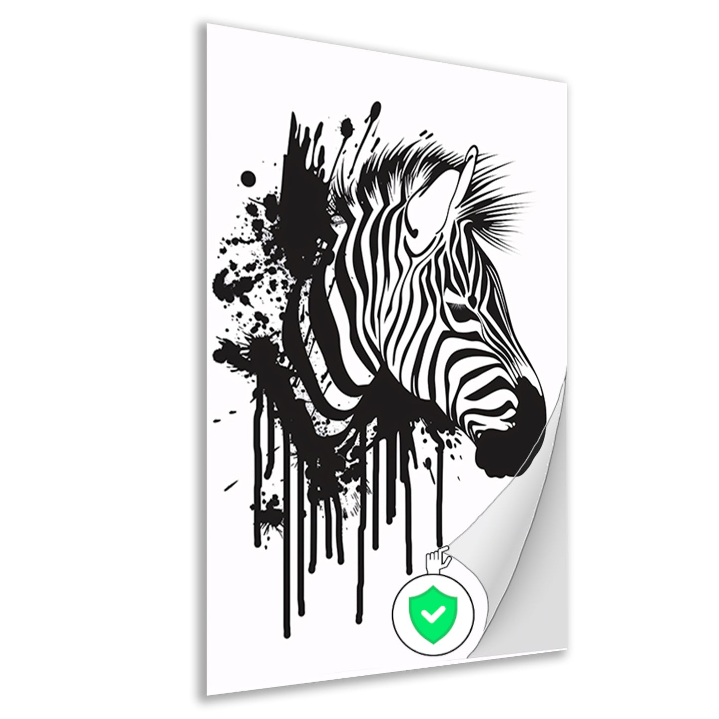 Abstracte zwart-wit zebra met spetters poster