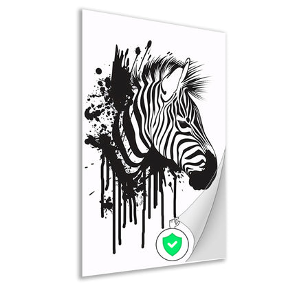 Abstracte zwart-wit zebra met spetters poster