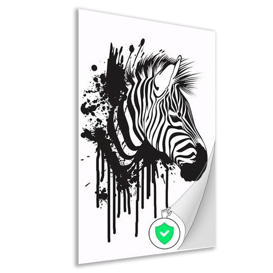 Abstracte zwart-wit zebra met spetters poster