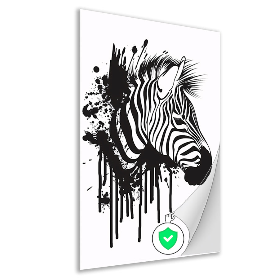 Abstracte zwart-wit zebra met spetters poster