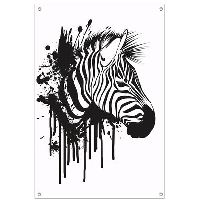 Abstracte zwart-wit zebra met spetters tuinposter