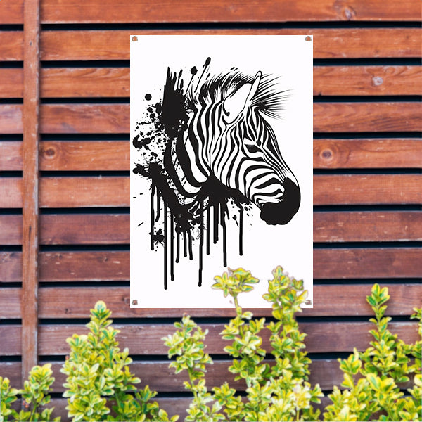 Abstracte zwart-wit zebra met spetters tuinposter