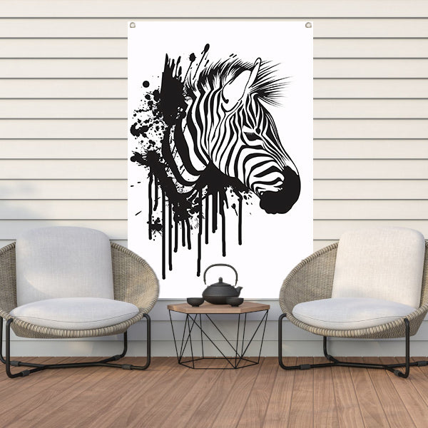 Abstracte zwart-wit zebra met spetters tuinposter