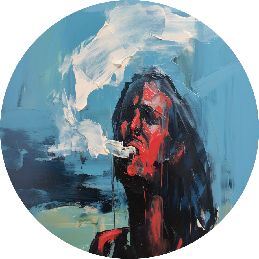 Abstract Portret in Primaire Kleuren aluminium muurcirkel
