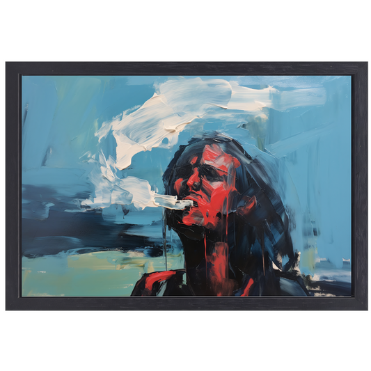 Abstract Portret in Primaire Kleuren canvas met baklijst