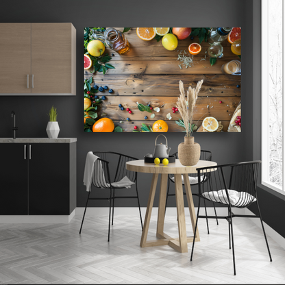 Stilleven met citroenen en sinaasappels canvas met baklijst