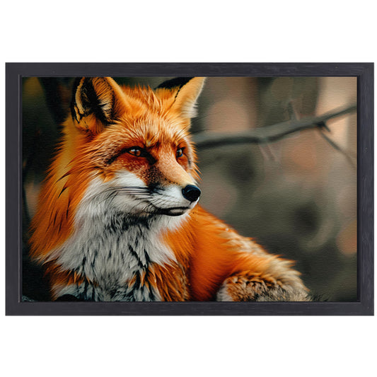 Roodvos in boslandschap canvas met baklijst